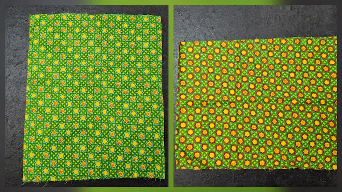 Katalog Kain Sintetis (Polino, Sanwos, Arrow) Perbandingan fisik kain batik seragam sekolah bahan Polino (kiri) yang lebih halus dan bahan Sanwos (kanan) yang lebih kasar tapi kuat